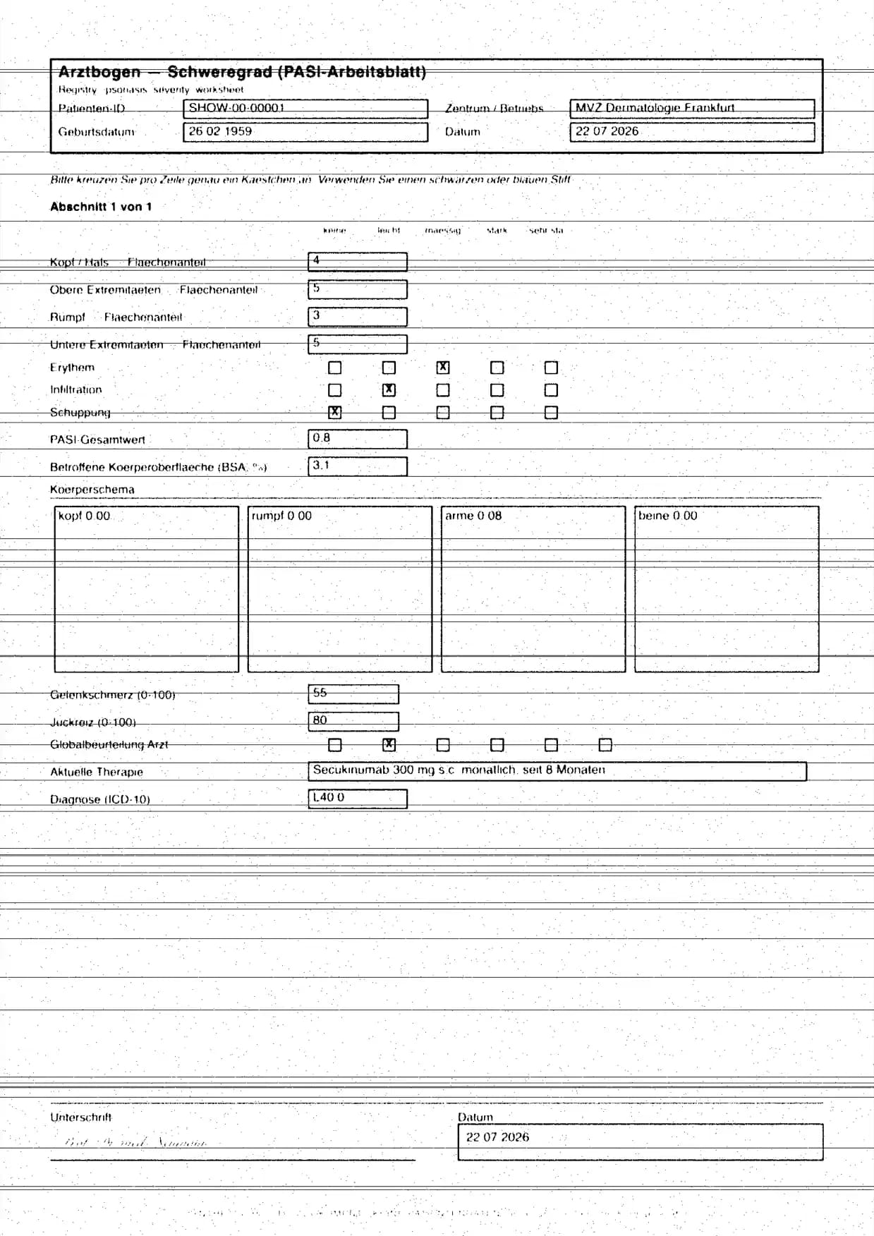 A faxed form page: grainy, with smeared lines and specks.